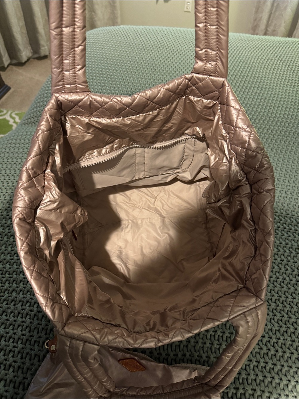 MZ Wallace Pink Blush Metallic Tote with detachable zipper pouch - Picture 8 of 9